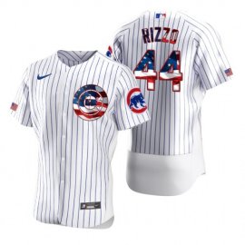 Chicago Cubs #44 Anthony Rizzo Mens Nike White Fluttering USA Flag Limited Edition Authentic MLB Jersey