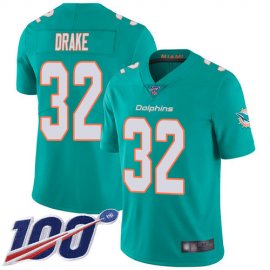 Nike Miami Dolphins #32 Kenyan Drake Aqua Green Team Color Mens Stitched NFL 100th Season Vapor Limited Jersey