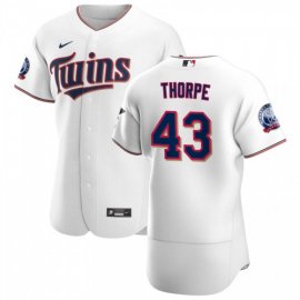 Minnesota Twins #43 Lewis Thorpe Mens Nike White Home 2020 60th Season Authentic Team MLB Jersey