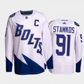 Adidas Tampa Bay Lightning #91 Steven Stamkos Mens 2022 Stadium Series Authentic NHL Jersey – White Mens