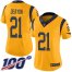 Nike Los Angeles Rams #21 Donte Deayon Gold Womens Stitched NFL Limited Rush 100th Season Jersey