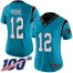 Nike Carolina Panthers #12 DJ Moore Blue Womens Stitched NFL Limited Rush 100th Season Jersey