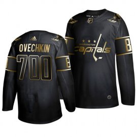 Washington Capitals #8 Alexander Ovechkin Mens Adidas 700 Goals Career Black Golden Editon Limited Stitched NHL Jersey
