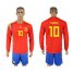 Spain #10 Thiago Red Home Long Sleeves Soccer Country Jersey