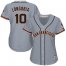 San Francisco Giants #10 Evan Longoria Grey Road Womens Stitched MLB Jersey