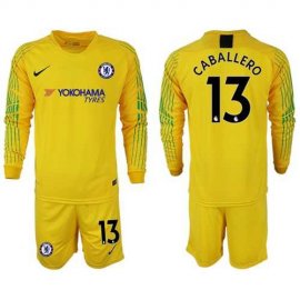Chelsea #13 Caballero Yellow Goalkeeper Long Sleeves Soccer Club Jersey