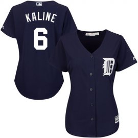 Detroit Tigers #6 Al Kaline Navy Blue Alternate Womens Stitched MLB Jersey