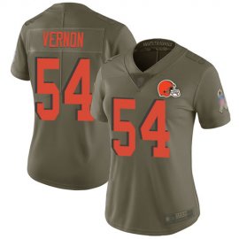 Nike Cleveland Browns #54 Olivier Vernon Olive Womens Stitched NFL Limited 2017 Salute to Service Jersey