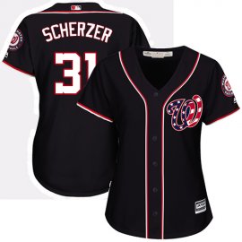 Washington Nationals #31 Max Scherzer Navy Blue Alternate Womens Stitched MLB Jersey