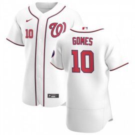 Washington Nationals #10 Yan Gomes Mens Nike White Home 2020 Authentic Player MLB Jersey