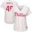 Philadelphia Phillies #49 Jake Arrieta White(Red Strip) Home Womens Stitched MLB Jersey