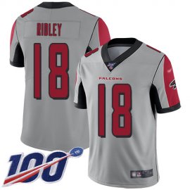 Nike Atlanta Falcons #18 Calvin Ridley Silver Mens Stitched NFL Limited Inverted Legend 100th Season Jersey