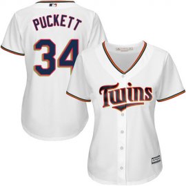 Minnesota Twins #34 Kirby Puckett White Home Womens Stitched MLB Jersey