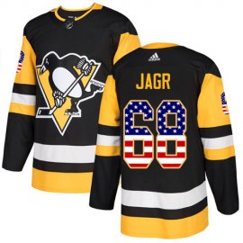 Adidas Pittsburgh Penguins #68 Jaromir Jagr Black Home Authentic USA Flag Stitched NHL Jersey