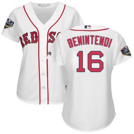 Boston Red Sox #16 Andrew Benintendi White Home 2018 World Series Womens Stitched MLB Jersey