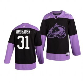Colorado Avalanche #31 Philipp Grubauer Adidas Mens Hockey Fights Cancer Practice NHL Jersey Black