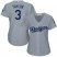 Los Angeles Dodgers #3 Chris Taylor Grey Alternate Road Womens Stitched MLB Jersey