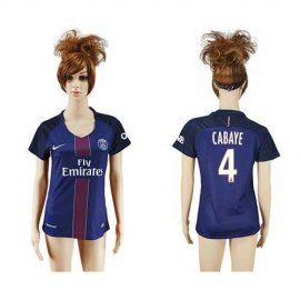 Womens Paris Saint-Germain #4 Cabaye Home Soccer Club Jersey