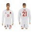 Spain #21 Silva White Away Long Sleeves Soccer Country Jersey