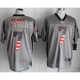 Nike Denver Broncos #7 John Elway Grey Mens Stitched NFL Elite USA Flag Fashion Jersey
