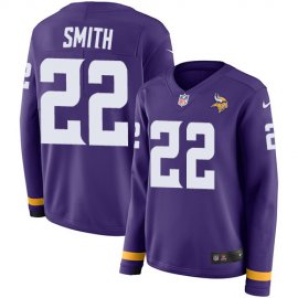 Nike Minnesota Vikings #22 Harrison Smith Purple Team Color Womens Stitched NFL Limited Therma Long Sleeve Jersey