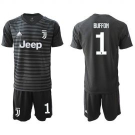 Juventus #1 Buffon Black Goalkeeper Soccer Club Jersey