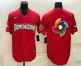 Mens Dominican Republic Baseball 2023 Red World Big Logo With Patch Classic Stitched Jerseys