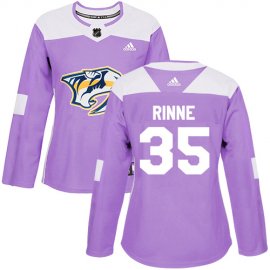 Adidas Nashville Predators #35 Pekka Rinne Purple Authentic Fights Cancer Womens Stitched NHL Jersey