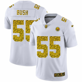 Pittsburgh Steelers #55 Devin Bush Mens Nike Flocked Leopard Print Vapor Limited NFL Jersey White