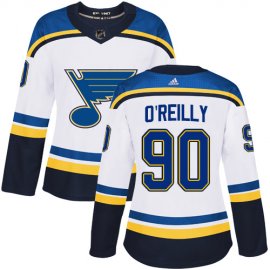 Adidas St. Louis Blues #90 Ryan OReilly White Road Authentic Womens Stitched NHL Jersey
