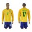 Brazil #17 Gustavo Alves Home Long Sleeves Soccer Country Jersey