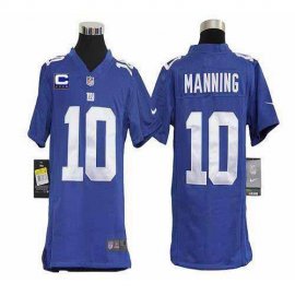 Nike New York Giants #10 Eli Manning Royal Blue Team Color With C Patch Youth Stitched NFL Elite Jersey