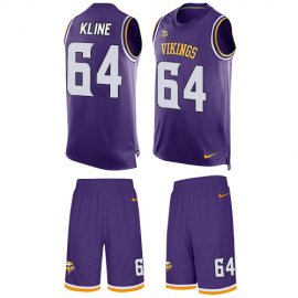 Nike Minnesota Vikings #64 Josh Kline Purple Team Color Mens Stitched NFL Limited Tank Top Suit Jersey