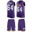 Nike Minnesota Vikings #64 Josh Kline Purple Team Color Mens Stitched NFL Limited Tank Top Suit Jersey