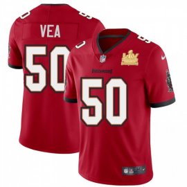 Tampa Bay Buccaneers #50 Vita Vea Mens Super Bowl LV Champions Patch Nike Red Vapor Limited Jersey