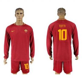 Roma #10 Totti Home Long Sleeves Soccer Club Jersey