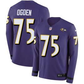 Nike Baltimore Ravens #75 Jonathan Ogden Purple Team Color Mens Stitched NFL Limited Therma Long Sleeve Jersey