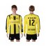 Dortmund #12 Dein Name Home Long Sleeves Soccer Club Jersey