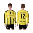 Dortmund #12 Dein Name Home Long Sleeves Soccer Club Jersey