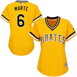 Pittsburgh Pirates #6 Starling Marte Gold Alternate Womens Stitched MLB Jersey