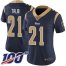 Nike Los Angeles Rams #21 Aqib Talib Navy Blue Team Color Womens Stitched NFL 100th Season Vapor Limited Jersey