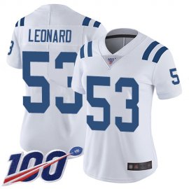 Nike Indianapolis Colts #53 Darius Leonard White Womens Stitched NFL 100th Season Vapor Limited Jersey