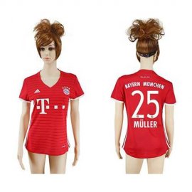 Womens Bayern Munchen #25 Muller Home Soccer Club Jersey