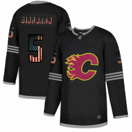 Calgary Flames #5 Mark Giordano Adidas Mens Black USA Flag Limited NHL Jersey