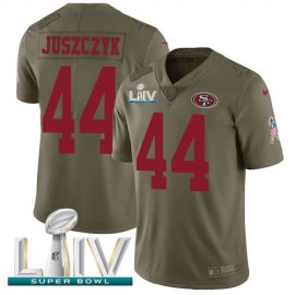 Nike San Francisco 49ers #44 Kyle Juszczyk Olive Super Bowl LIV 2020 Mens Stitched NFL Limited 2017 Salute To Service Jersey