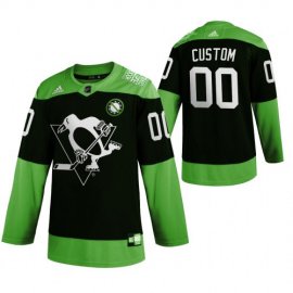 Pittsburgh Penguins Custom Mens Adidas Green Hockey Fight nCoV Limited NHL Jersey