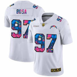 Los Angeles Chargers #97 Joey Bosa Mens White Nike Multi-Color 2020 NFL Crucial Catch Limited NFL Jersey