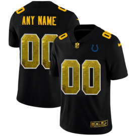 Indianapolis Colts Custom Mens Black Nike Golden Sequin Vapor Limited NFL Jersey