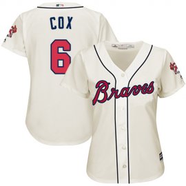 Atlanta Braves #6 Bobby Cox Cream Alternate Womens Stitched MLB Jersey