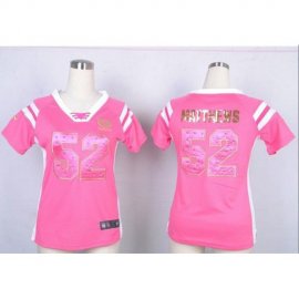 Nike Green Bay Packers #52 Clay Matthews Pink Womens Stitched NFL Elite Draft Him Shimmer Jersey